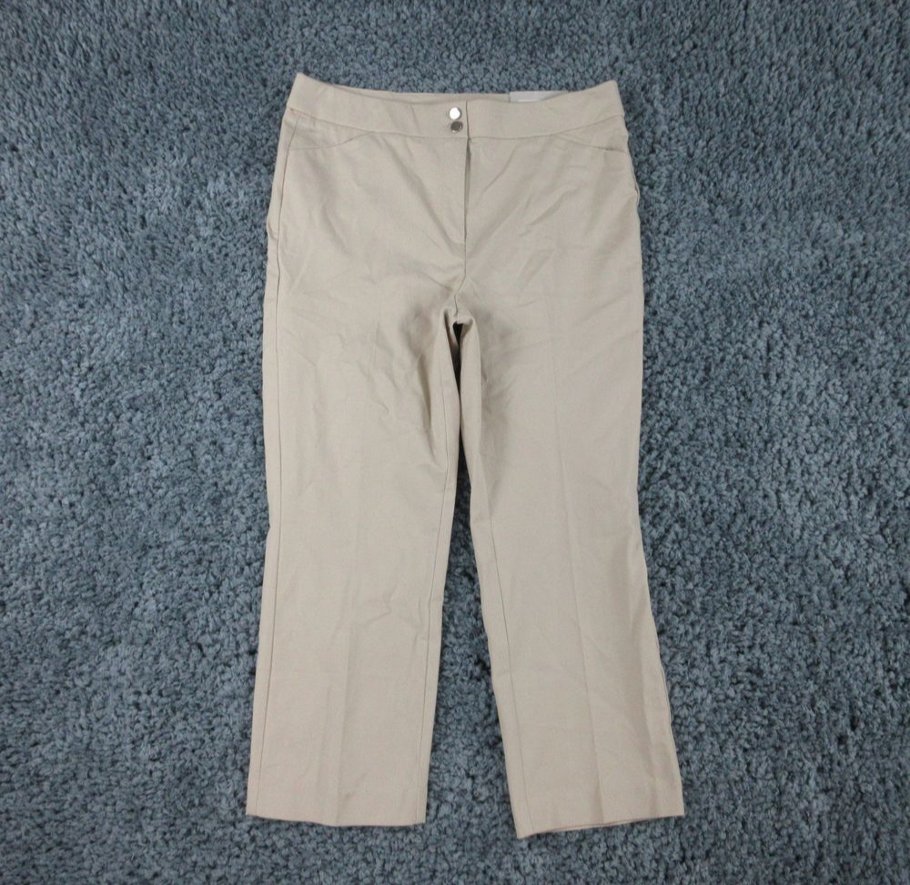 Chico's Pants Womens 1 US 8 Beige Secret Stretch Straight Leg Crop 32x24* NWT '